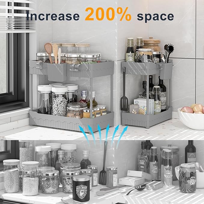 2 Pack Under Sink Organizer, Under Bathroom Cabinet Organizer - Image 3