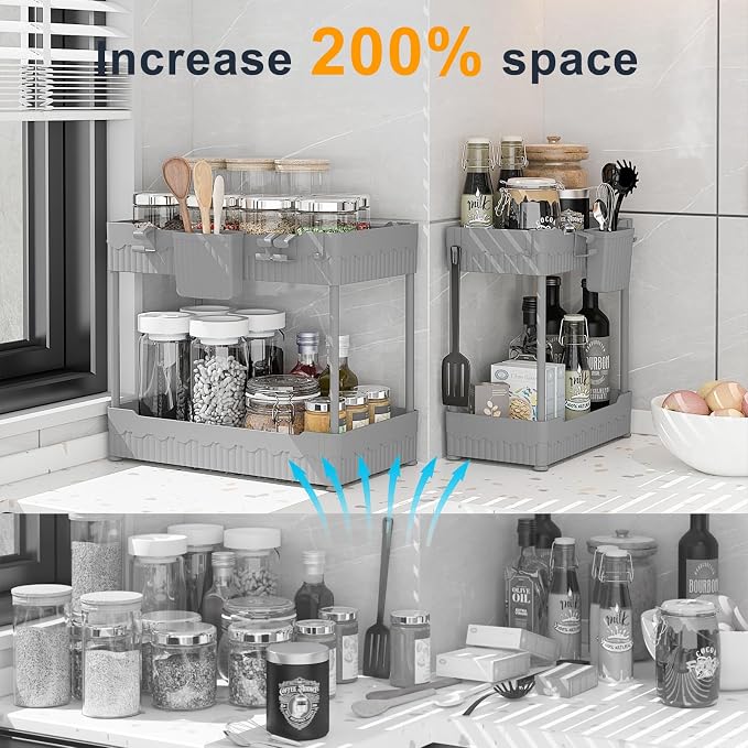 2 Pack Under Sink Organizer, Under Bathroom Cabinet Organizer - Image 2