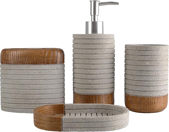 Hymmah Bathroom Accessories Set, Toothbrush Holder, Farmhouse Bathroom Decor by Hymmah