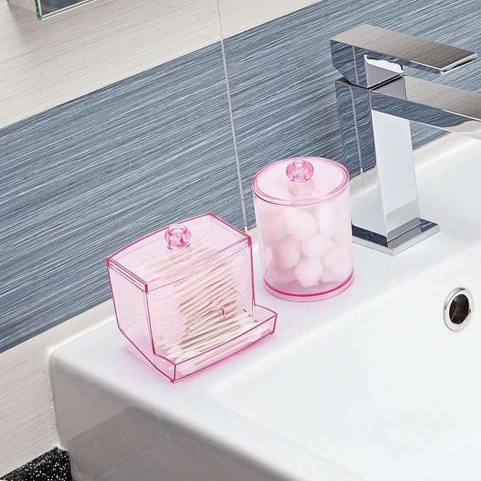 Tbestmax Pink Qtips Dispenser Bathroom Container, 10/12 oz Big Cotton Ball - Image 5