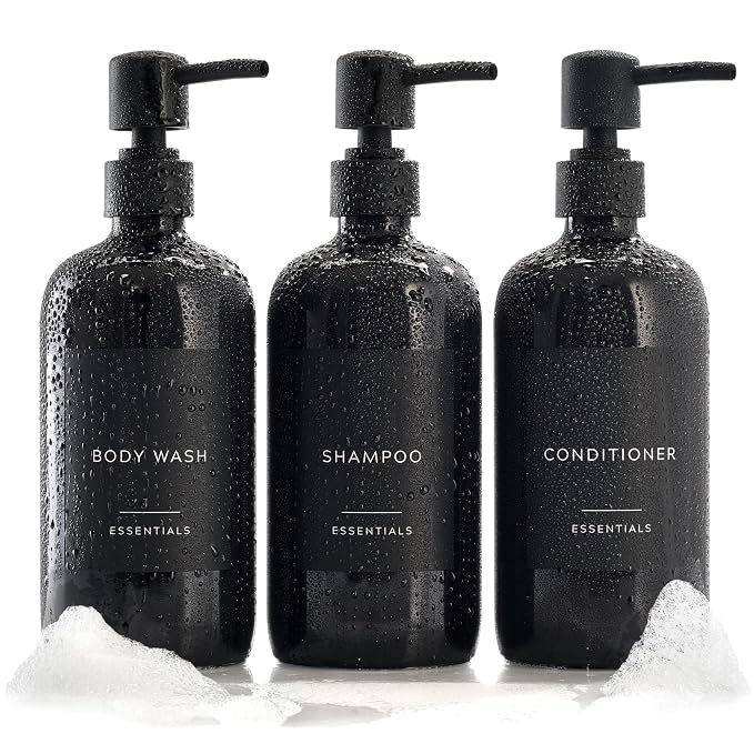 Stylish Shampoo and Conditioner Dispenser Set of 3 - Image 9