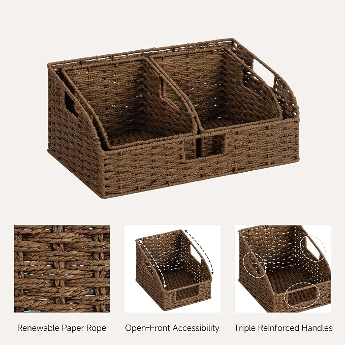 StorageWorks Paper Rope Pantry Storage Baskets, Wicker Baskets - Image 3