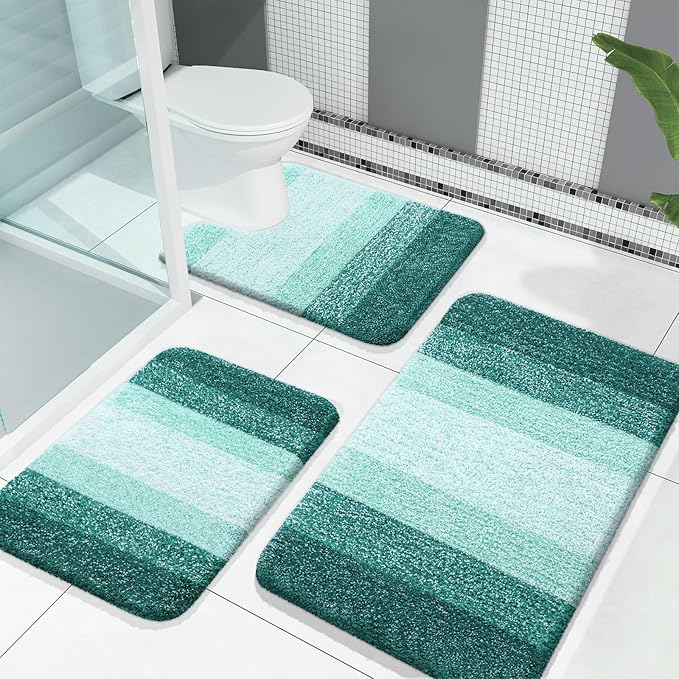 OLANLY Bathroom Rugs Sets 3 Piece, Soft Absorbent Microfiber Bath Mats and by OLANLY