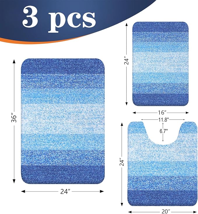 OLANLY Bathroom Rugs Sets 3 Piece, Soft Absorbent Microfiber Bath Mats and - Image 2