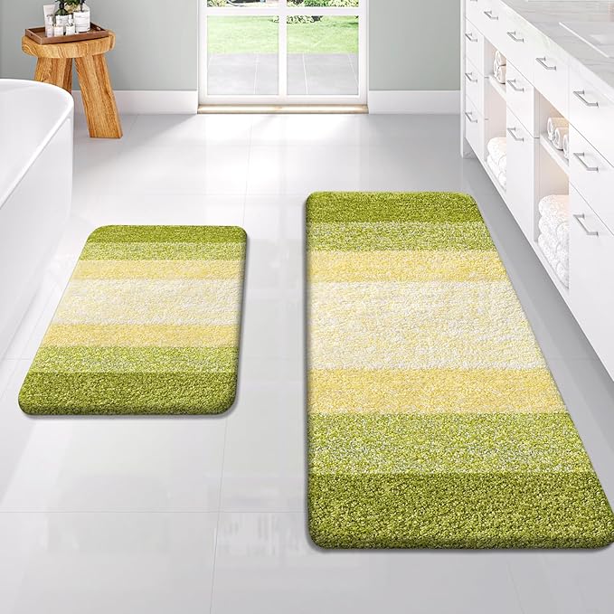 OLANLY Bathroom Rug Set 2 Piece, Soft Absorbent Microfiber Bath Rug Set by OLANLY