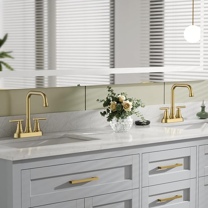 FORIOUS 4 Inch Bathroom Sink Faucet 2 Hole, Brushed Gold Vanity Faucet - Image 8