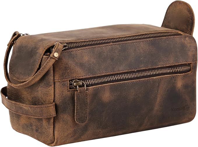 KomalC Premium Buffalo Leather Toiletry Bag - Image 2