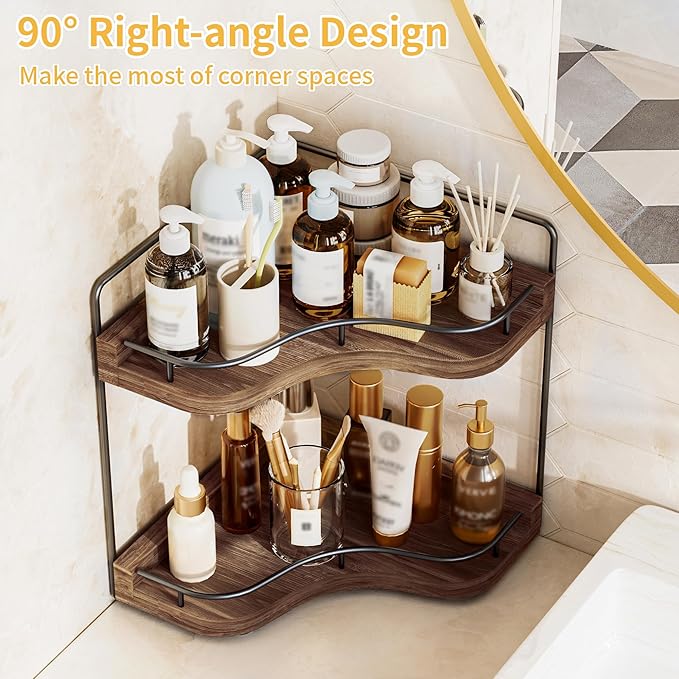 2-Tier Corner Bathroom Counter Organizer - Image 2