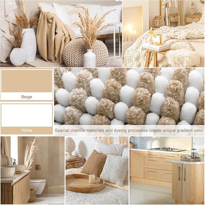 BSICPRO Bathroom Rugs and Mats Sets, 2 Piece Thick Absorbent Chenille Bath Mat - Image 3