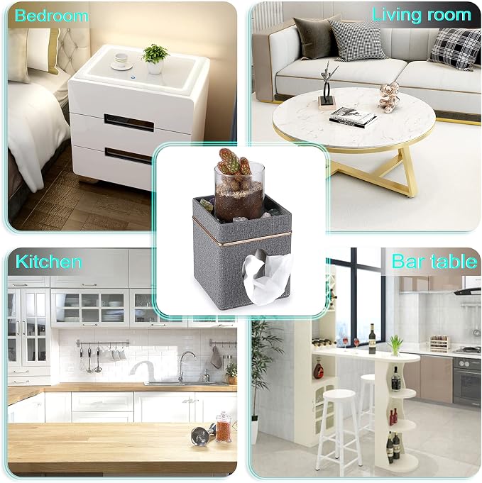 Sumnacon Tissue Box Cover Square Linen Tissue Box, Cube Tissue Box Holder - Image 5