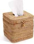 Rattan Square Tissue Box Cover, 5.7" x 5.7" x 5", Decorative Woven Facial by YANGQIHOME