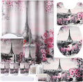 Bathroom Accessories Set with Shower Curtain Bath Rugs Pink Paris Bathroom by BetterbathroomwithXLHOME