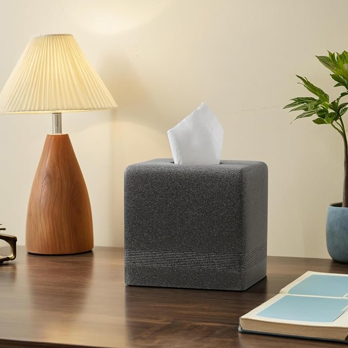 Tissue Box Cover Square, Resin Facial Tissue Holder Covers Cube Toilet Paper - Image 3