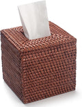 Square Rattan Tissue Box Cover, Hand Woven Wicker Tissue Holder, 5.5 x 5.5 X by YANGQIHOME