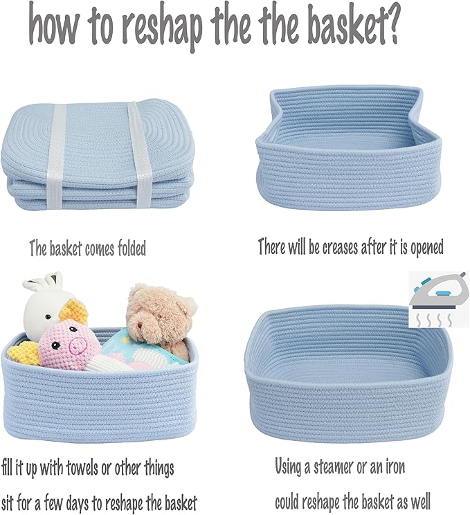 Small Woven Storage Baskets 12“X8”X5“ Decorative Rope Bins - Image 7