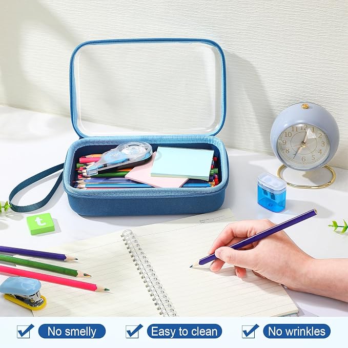 4 Pcs Hard Clear Zipper Case Hard Shell Plastic Pencil Case Large Transparent - Image 6