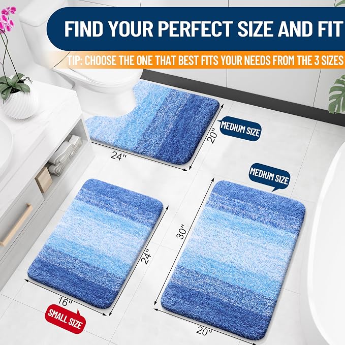 OLANLY Bathroom Rug Set 2 Piece, Soft Absorbent Microfiber Bath Rug Set - Image 2