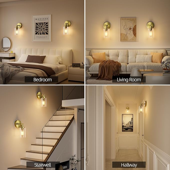 GORDNWE 1-Light Bathroom Wall Sconce, Brushed Gold Vanity Light, Modern Wall - Image 6