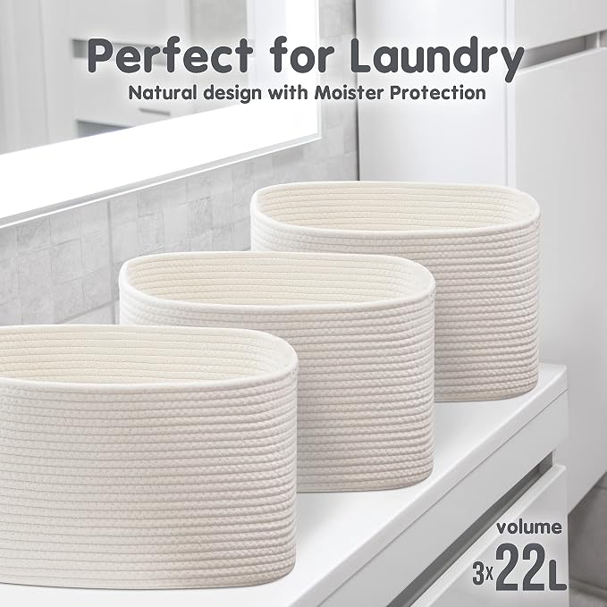 CHAT BLANC Cotton Rope Baskets for Organizing | Storage Baskets for Shelves | - Image 9