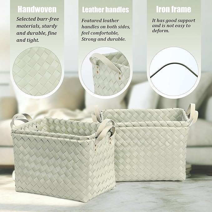 BROWNLILY Handwoven Clothes Basket Laundry Hampers Large Wicker Storage Baskets - Image 2