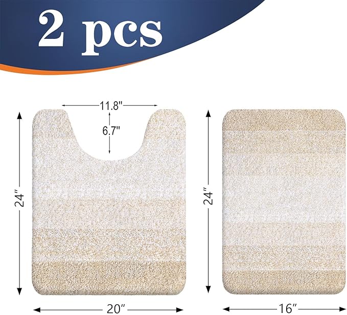 OLANLY Bathroom Rug Set 2 Piece, Soft Absorbent Microfiber Bath Mats and - Image 2