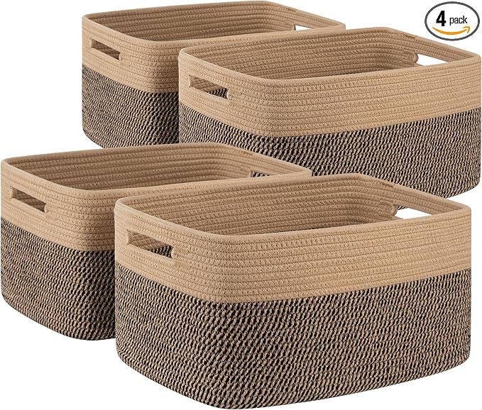 4 Pack Storage Baskets for Organizing, Woven Baskets for Shelves by SIXDOVE
