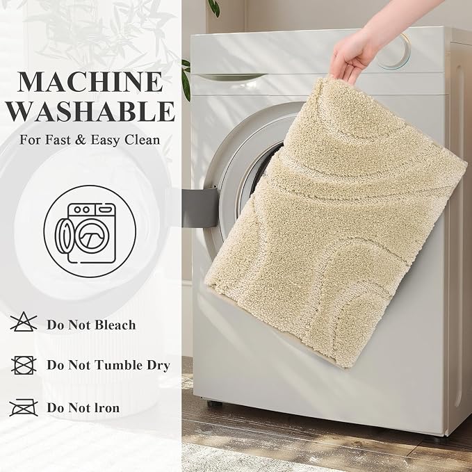 HEBE Bathroom Rugs Sets 5 Piece, Soft Absorbent Microfiber Bath Mat - Image 6