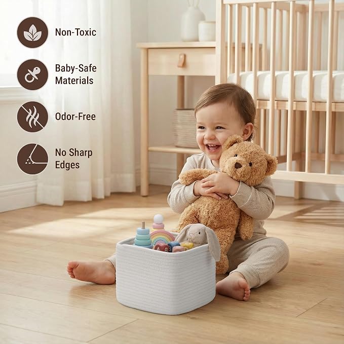 5-Pack Storage Cubes Woven Rope Baskets - Image 4