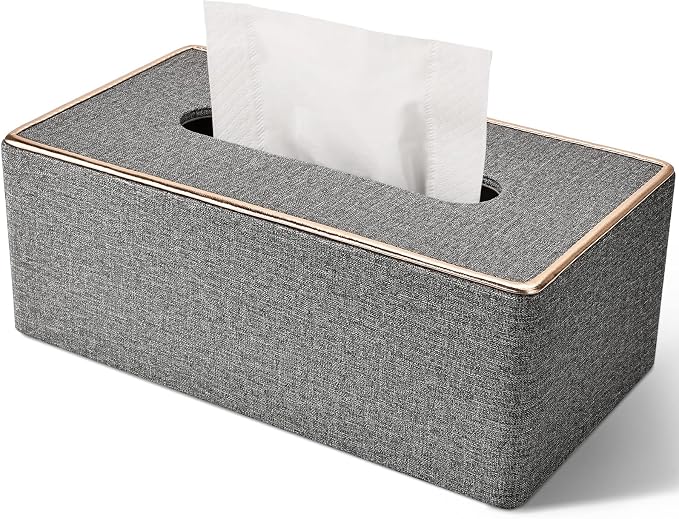 Tissue Box Cover Rectangular, PU Leather Tissue Box Holder by GORESE