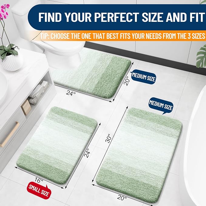 OLANLY Bathroom Rug Set 2 Piece, Soft Absorbent Microfiber Bath Mats and - Image 3