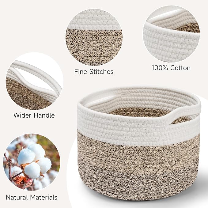 Small Rope Baskets for Storage, Baskets for Gifts Empty, Cute Round Woven Basket - Image 3