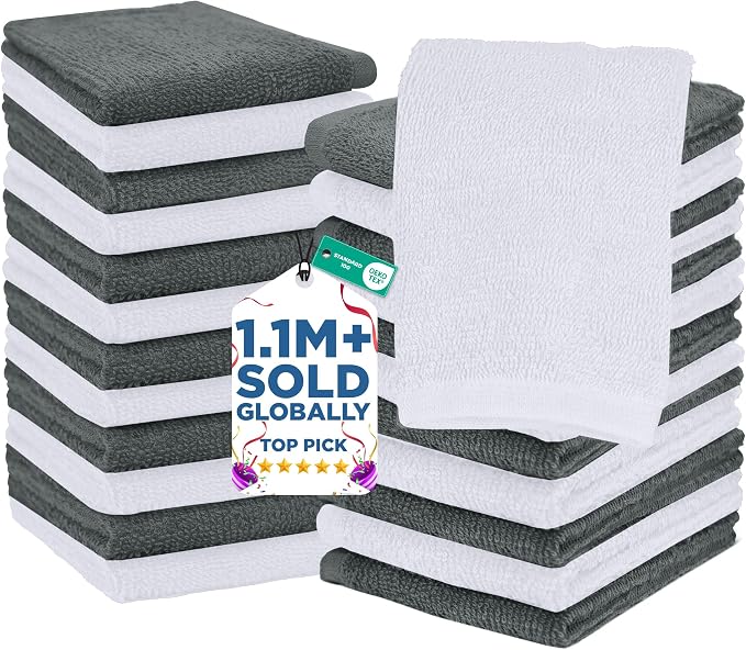 DAN RIVER 24 Pack Wash Cloths for Showering by DanRiver