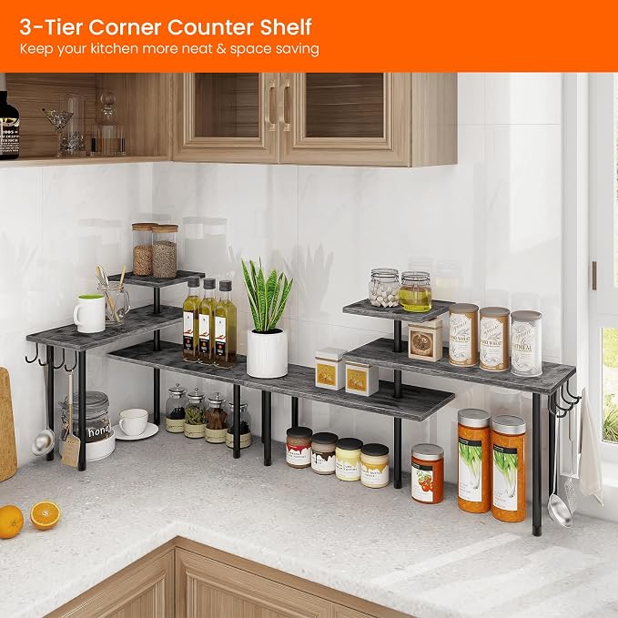 Homode Kitchen Countertop Organizer, 3 Tier Corner Shelf Bathroom Counter - Image 3