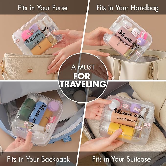 Muslish 21 Pack Leak Proof Silicone Travel Bottles Set, TSA Approved Containers - Image 5