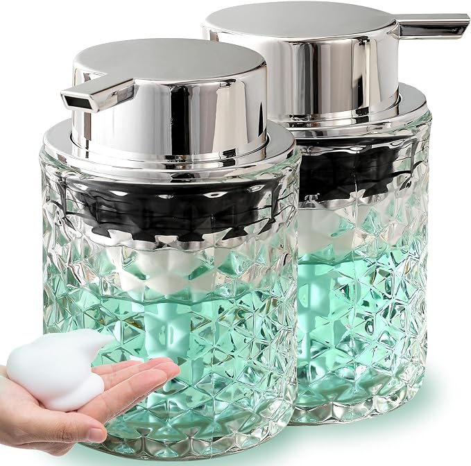 Malachi Foaming Hand Soap Dispenser, Refillable Clear Glass Pump Bottles by MALACHI