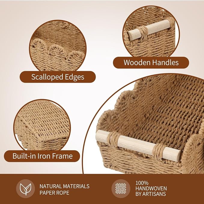 Paper Rope Storage Basket Set of 2 - Image 9