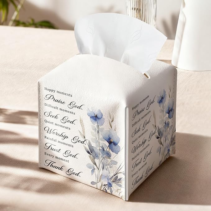 Bible Verses Christian Tissue Box Cover Square, Happy Moment Praise God - Image 8