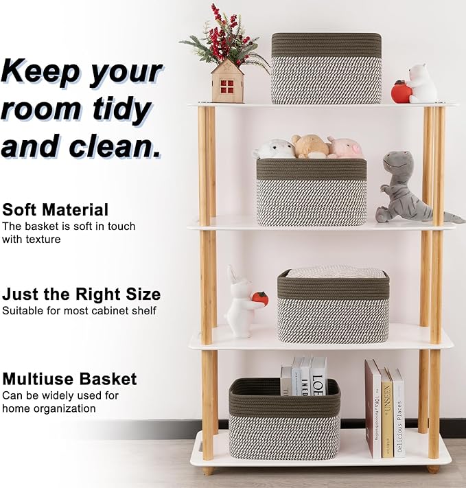 4 Pack Storage Baskets for Organizing, Woven Baskets for Shelves - Image 3