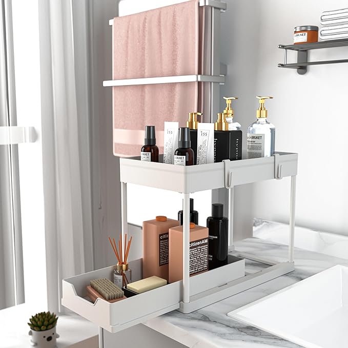2 Pack Under Sink Organizer, 2 Tier Bathroom Cabinet Organizer - Image 6