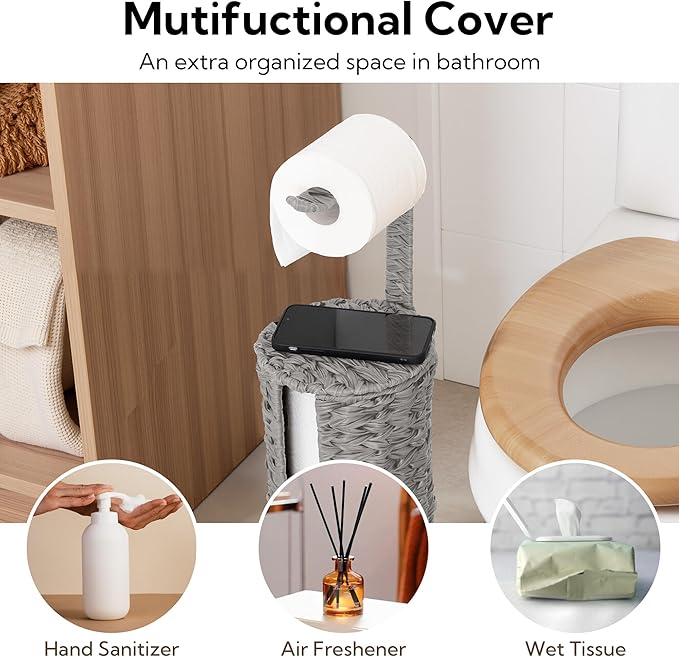 GRANNY SAYS Wicker Freestanding Toilet Paper Holder Stand - Image 6