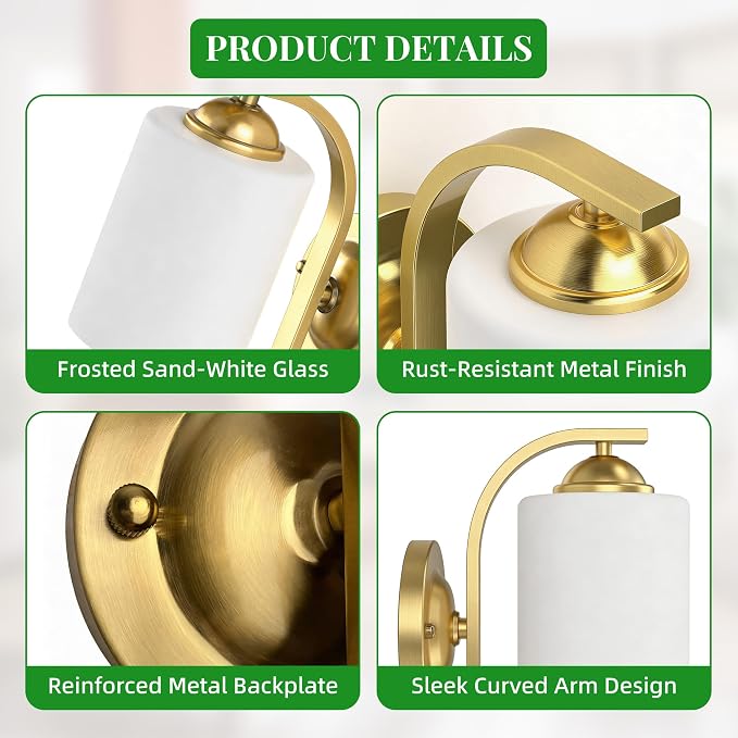 2-Pack Wall Sconces for Bedroom and Bathroom, Modern Vanity Wall Lamps for - Image 4