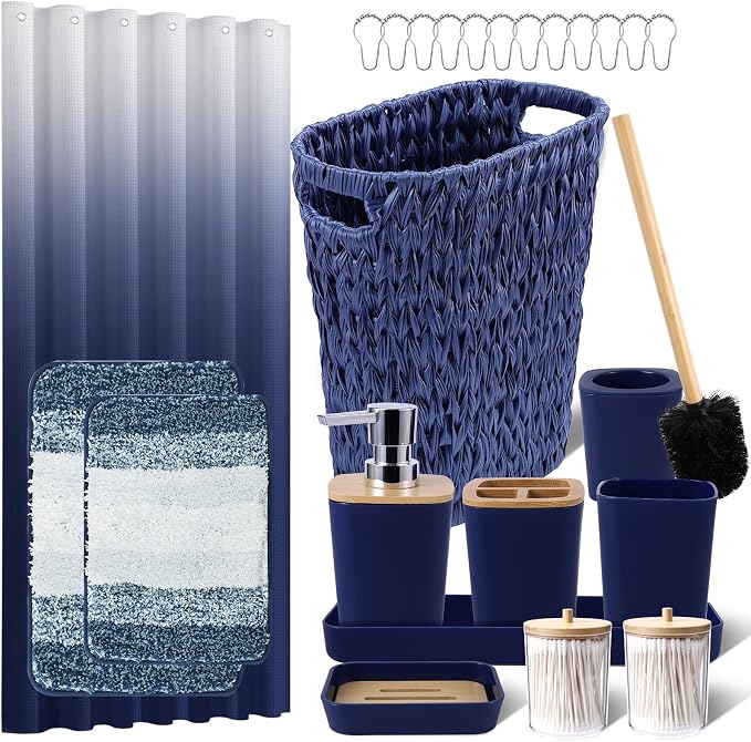 Navy Blue Bathroom Accessories Set by BetterbathroomwithXLHOME