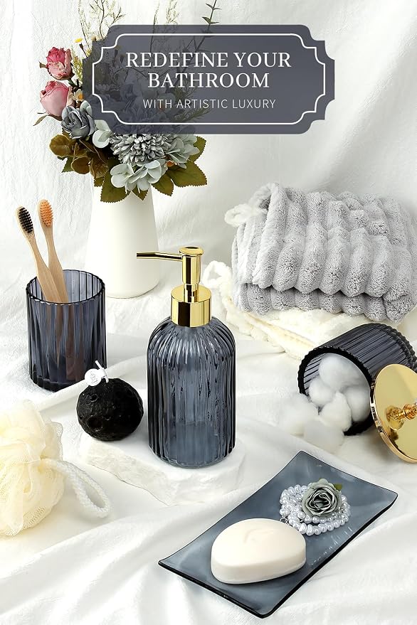 Designer Blue Glass Bathroom Accessories Sets - Image 2