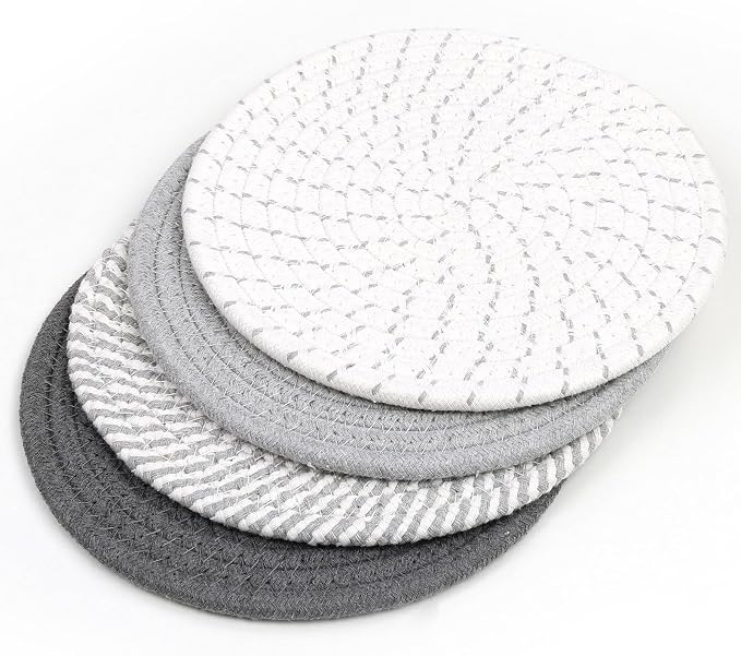 SHACOS 8 Inches Trivets for Hot Dishes, 4 Pieces Cotton Trivets Mats for Kitchen - Image 9