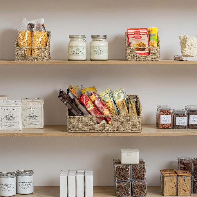 StorageWorks Seagrass Pantry Storage Baskets, Wicker Baskets - Image 5