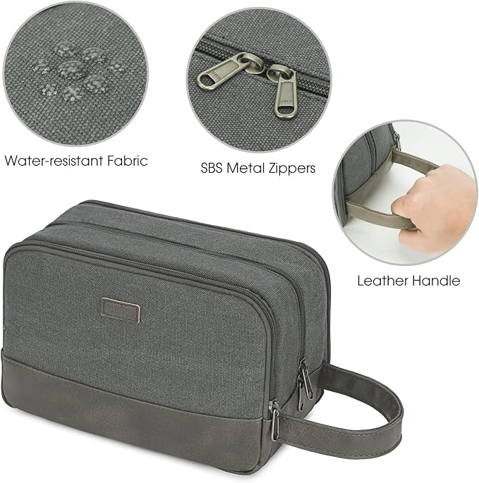 WANDF Travel Toiletry Bag for Men Large Toiletries Shaving Bag Water Resistant - Image 4