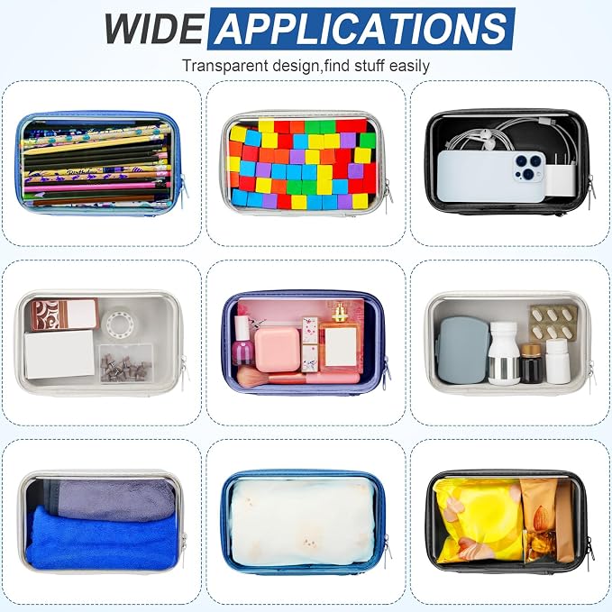 4 Pcs Hard Clear Zipper Case Hard Shell Plastic Pencil Case Large Transparent - Image 8
