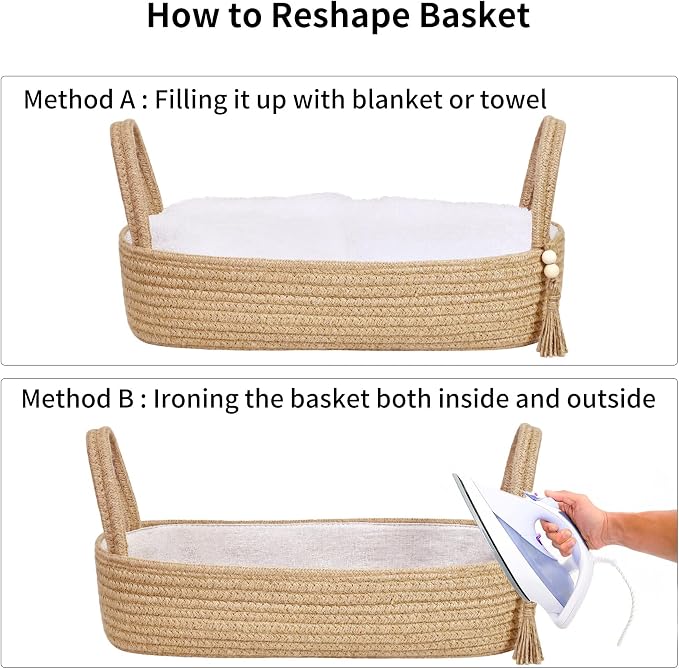 ABenkle Jute Rope Boho Storage Basket, Small Woven Bathroom Organizer, - Image 8