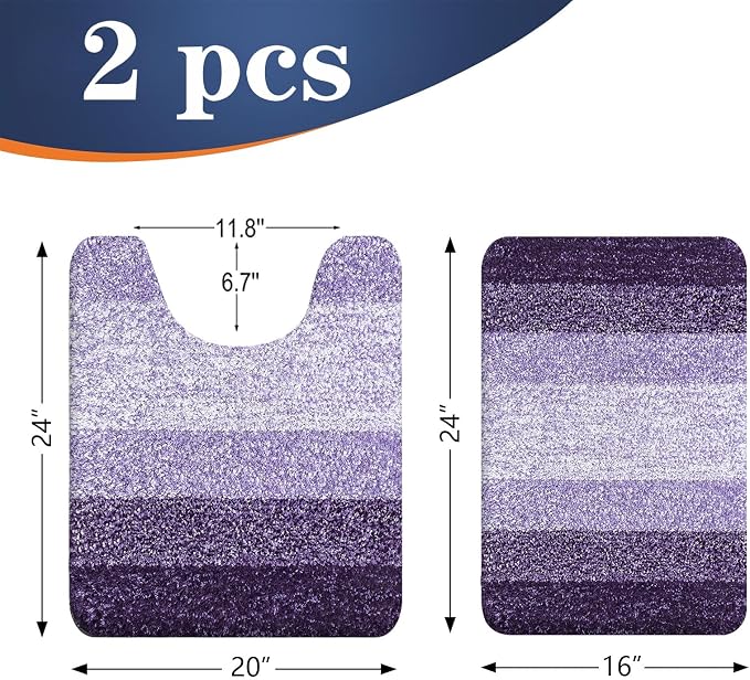 OLANLY Bathroom Rug Set 2 Piece, Soft Absorbent Microfiber Bath Mats and - Image 2