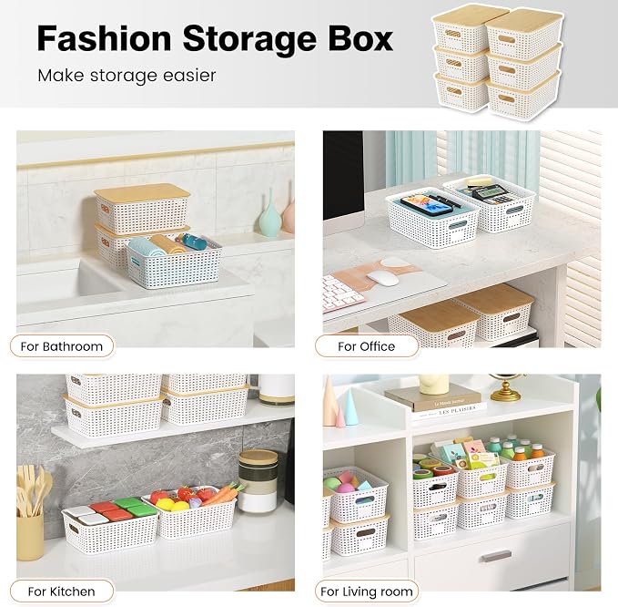 Plastic Storage Baskets With Bamboo Lid - Image 7